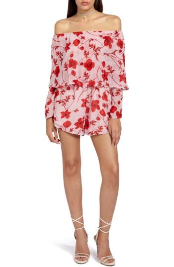 Women's Missguided Off The Shoulder Romper Us / 6 Uk - Pink