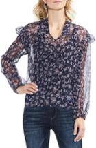 Women's Vince Camuto Manor Tie Front Peasant Top, Size - Blue