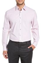 Men's Nordstrom Men's Shop Tech-smart Traditional Fit Stretch Check Dress Shirt 34/35 - Pink