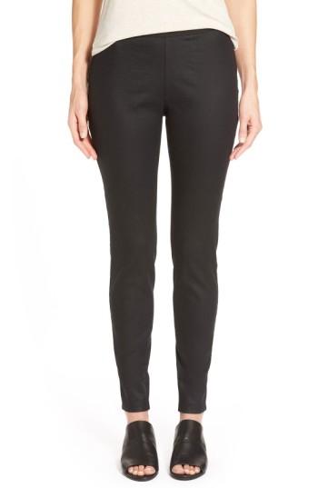 Petite Women's Eileen Fisher Stretch Twill Leggings, Size P - Black