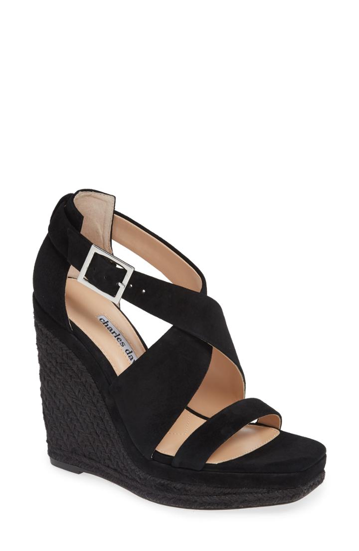 Women's Charles David Esper Espadrille Wedge Sandal .5 M - Black