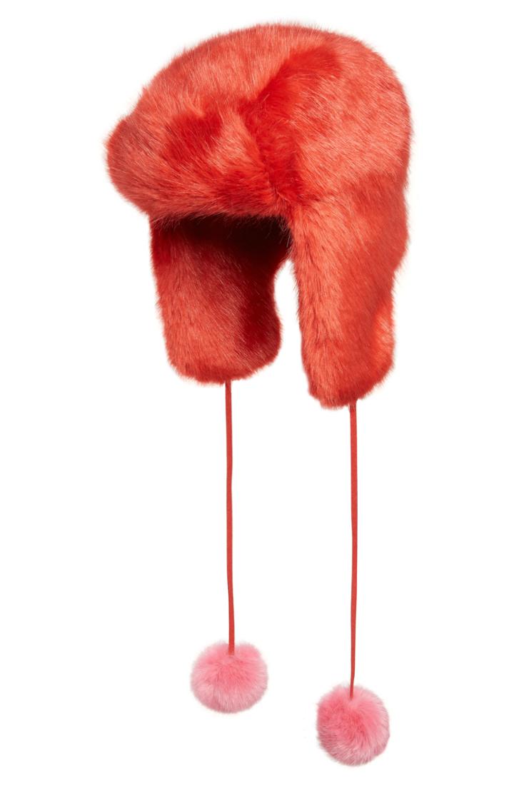 Women's Heurueh Luxe Faux Fur Trapper Hat, Size - Burgundy