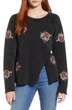 Women's Lucky Brand Floral Embroidered Sweatshirt - Black