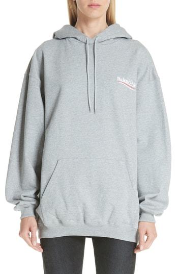 Women's Balenciaga Campaign Logo Hoodie - Grey