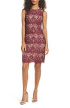 Women's Adrianna Papell Scalloped Lace Sheath Dress - Red