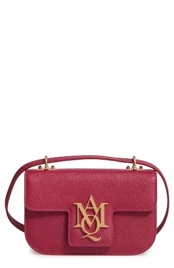 Alexander Mcqueen 'small Insignia' Calfskin Leather Crossbody Satchel - Pink