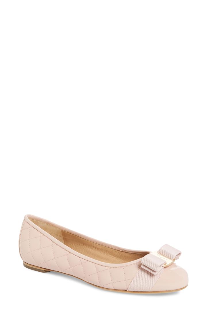 Women's Salvatore Ferragamo Varina Q Quilted Flat .5 B - Pink