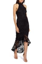 Women's Missguided Lace Fishtail Body-con Dress Us / 8 Uk - Black