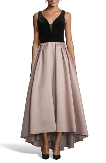 Women's Xscape Mikado Velvet Bodice Ball Gown - Beige