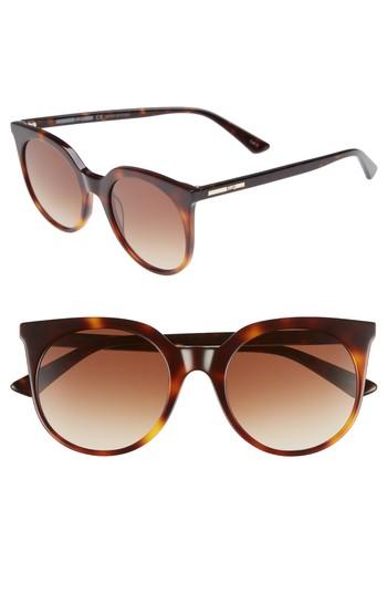 Women's Mcq Alexander Mcqueen 52mm Cat Eye Sunglasses - Havana