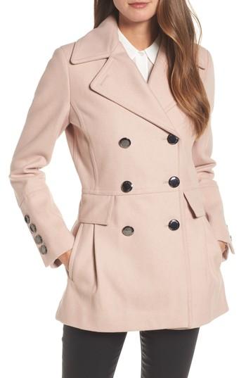 Women's Calvin Klein Double Breasted Wool Blend Peacoat - Pink