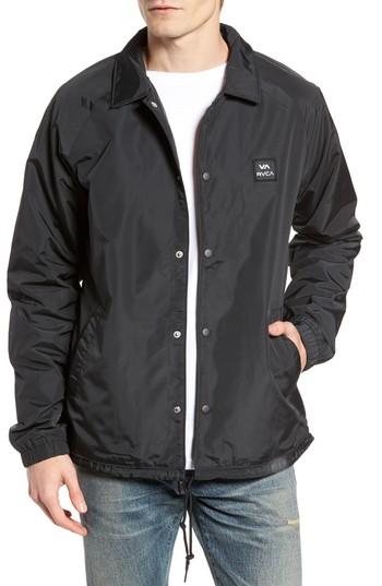 Men's Rvca All The Way Coach's Jacket, Size - Black