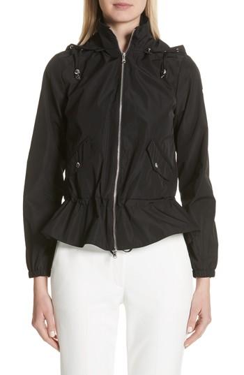 Women's Emporio Armani Bonded Satin Peplum Rain Jacket Us / 42 It - Black