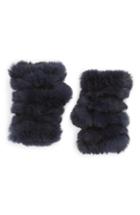 Women's Jocelyn Mandy Genuine Rabbit Fur Open Top Mittens, Size - Blue