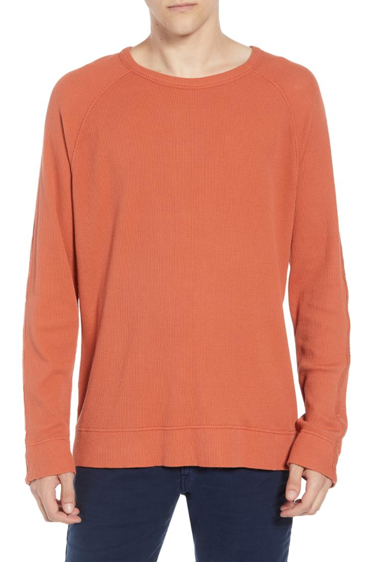 Men's French Connection Waffle Knit Pullover - Orange