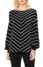 Women's Vince Camuto Long Sleeve Chevron Intarsia Sweater, Size - Black