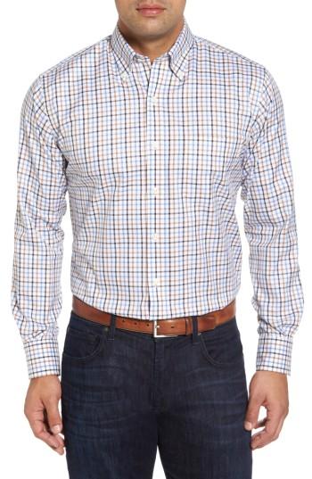 Men's Peter Millar Nanoluxe Pinwheel Regular Fit Check Sport Shirt - Blue/green