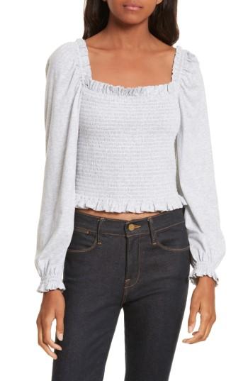 Women's La Vie Rebecca Taylor Smocked Crop Jersey Top - Grey
