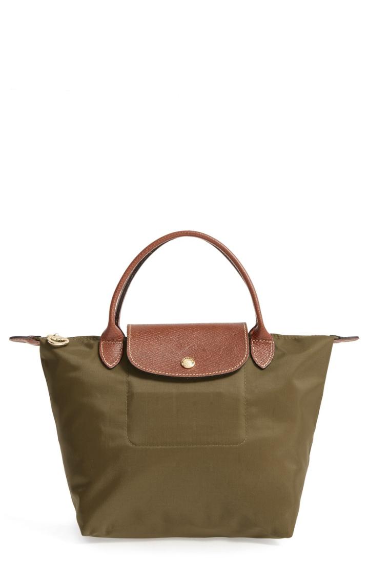 Longchamp 'small Le Pliage' Top Handle Tote - Brown