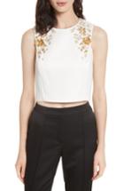 Women's Ted Baker London Embellished Bee Sleeveless Crop Top - White
