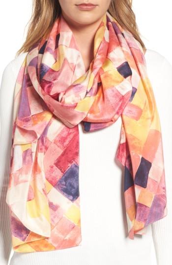 Women's Nordstrom Mosaic Silk Wrap, Size - Yellow