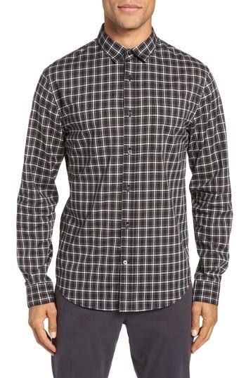 Men's Vince Classic Fit Plaid Sport Shirt - Black