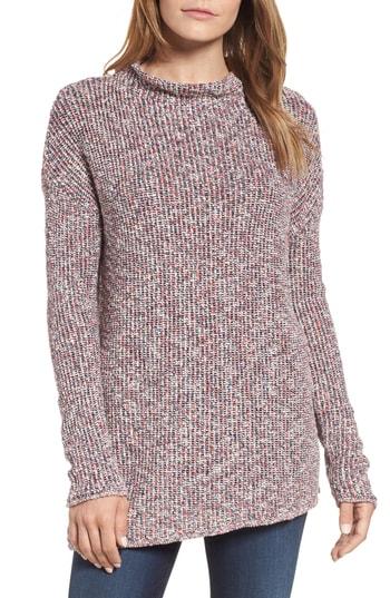 Women's Nic+zoe Speckled Mock Neck Cotton Blend Sweater - Pink