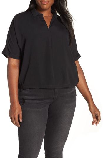 Women's All In Favor Short Sleeve Crop Blouse, Size - Black