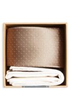 Men's The Tie Bar Dot Silk Tie & Cotton Pocket Square Style Box, Size - Brown