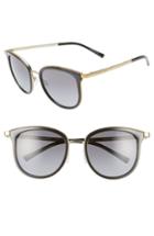 Women's Michael Kors 54mm Polarized Gradient Round Sunglasses - Black/ Gold/ Black Gradient