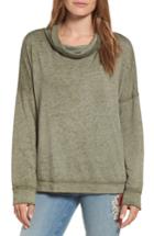 Petite Women's Caslon Burnout Back Pleat Sweatshirt, Size P - Green