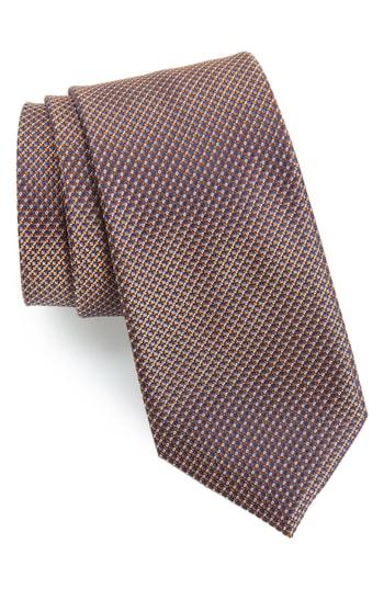 Men's Calibrate Anser Solid Silk Tie, Size - Orange