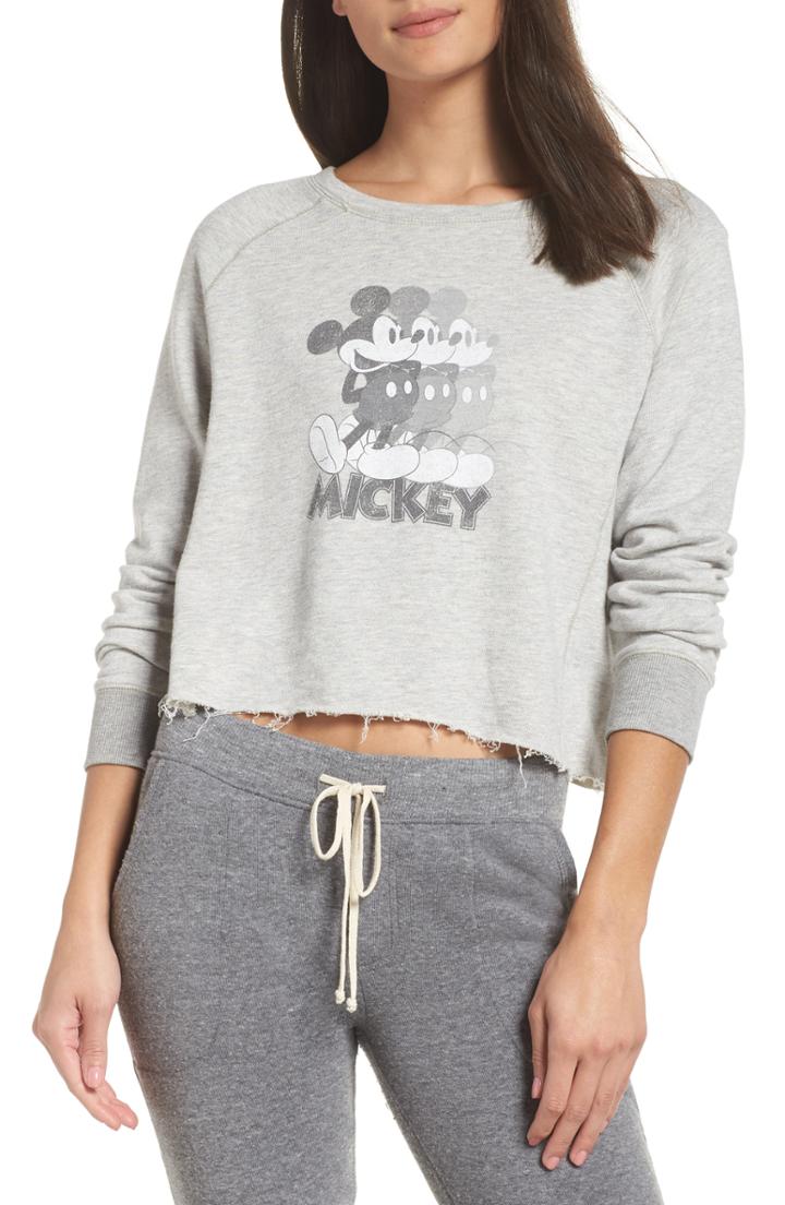Women's David Lerner Mickey Mouse Repeat Pullover Top - Grey