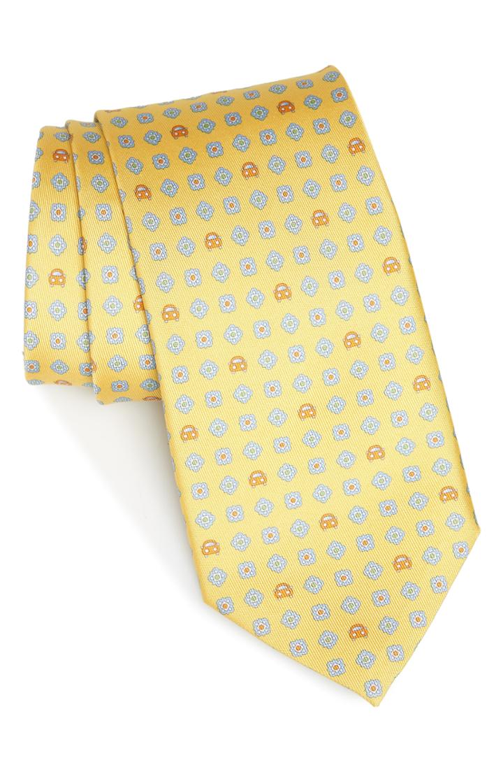Men's Salvatore Ferragamo Giuliet Print Silk Tie, Size - Yellow