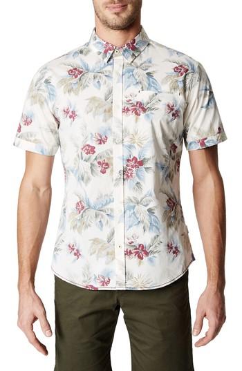 Men's 7 Diamonds Island In The Sun Trim Fit Short Sleeve Sport Shirt - Ivory