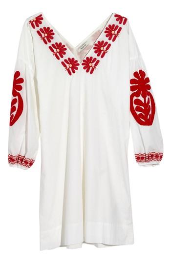 Women's Madewell Blanca Embroidered Applique Shift Dress, Size - Blue
