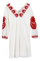 Women's Madewell Blanca Embroidered Applique Shift Dress, Size - Blue