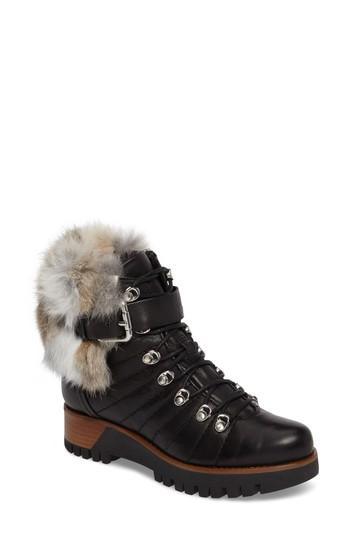 Women's Rudsak Baie Genuine Rabbit Fur Trim Winter Boot Eu - Black