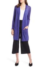 Women's Halogen Long Linen Blend Cardigan, Size - Purple