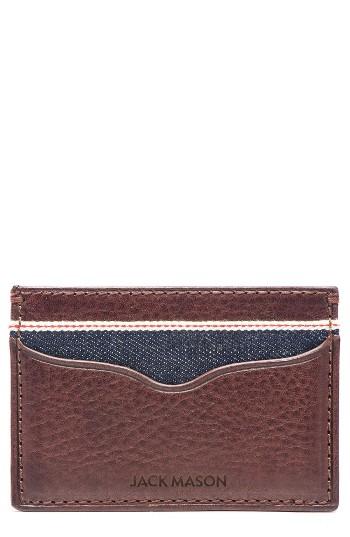 Men's Jack Mason Leather & Denim Card Case - Brown