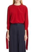 Women's Stella Mccartney Tie Sleeve Silk Crepe Top Us / 36 It - Red