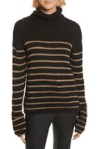 Women's A.l.c. Elisa Metallic Stripe Turtleneck Sweater - Black