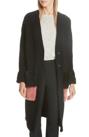 Women's Anne Vest Brisbane Wool Blend Coat With Genuine Shearling Pockets Us / 34 De - Black