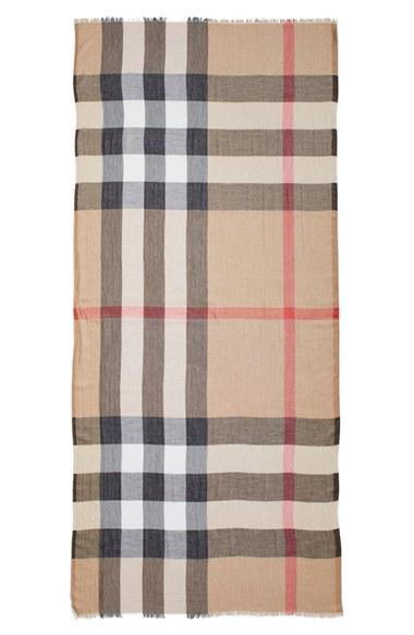 Women's Burberry Brit Sheer Mega Check Scarf, Size - Beige
