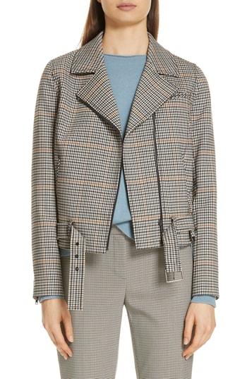 Women's Nordstrom Signature Check Moto Jacket - Blue