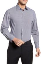 Men's Nordstrom Men's Shop Tech-smart Traditional Fit Micro Check Dress Shirt .5 32/33 - Blue