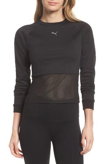Women's Puma En Pointe Long Sleeve Tee, Size - Black