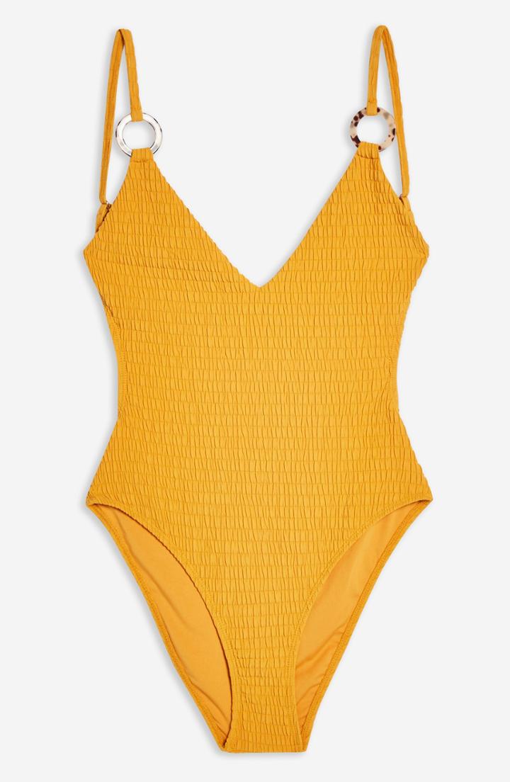 Women's Topshop Plunge One-piece Swimsuit Us (fits Like 0-2) - Yellow