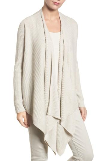 Women's Eileen Fisher Drape Front Wool Cardigan, Size - White