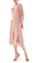 Women's Topshop Tokyo Embroidered Midi Dress Us (fits Like 0) - Pink